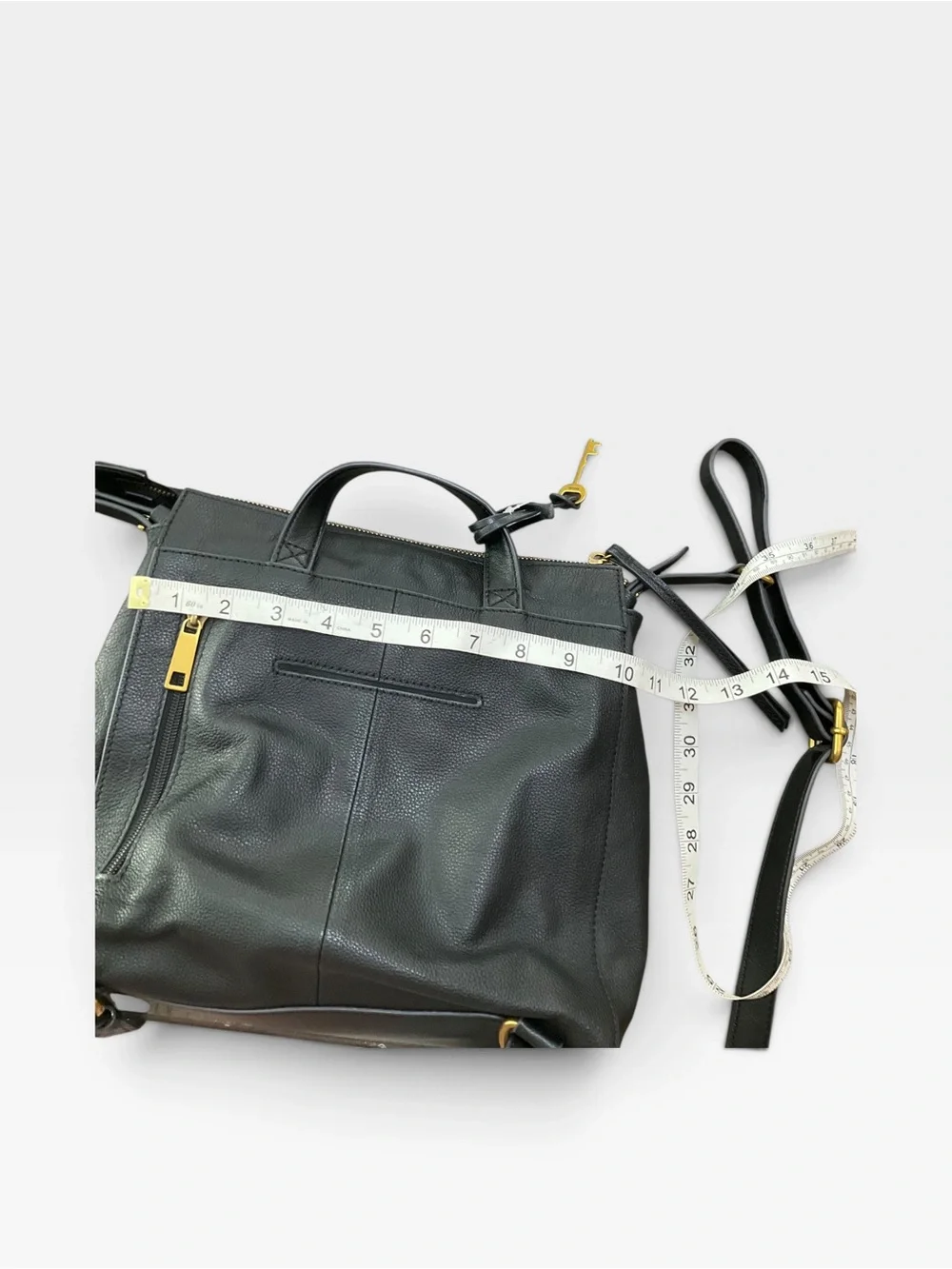 Fossil Black Leather Convertible Backpack Tote EUC